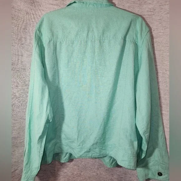 L.L. Bean Linen Blend Green Jacket 3X Plus - Picture 3 of 6